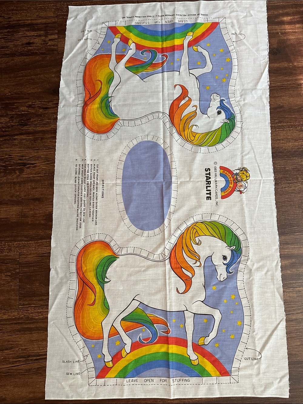 Rainbow Brite Starlite Horse Pillow Sewing Pattern Panel 1983 Cartoon Vintage